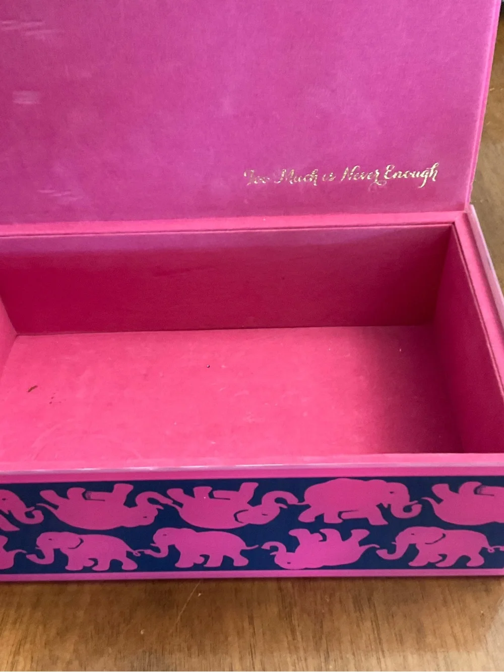 Lilly Pulitzer Navy and Hot Pink Elephant Jewelry Box